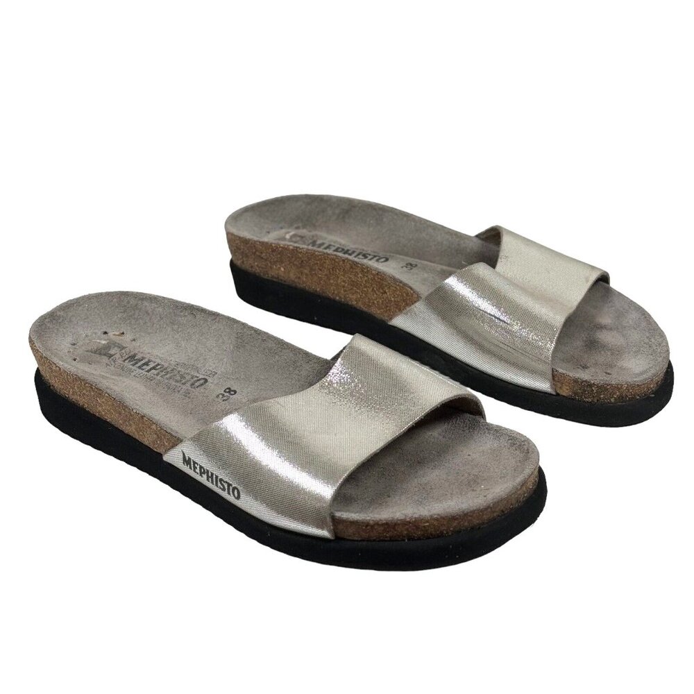 Mephisto Silver Slide Sandals